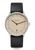 Sternglas Armbanduhr mit rundem Gehäuse, beigem Zifferblatt und schwarzem Lederband