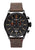 Iron Annie Herren-Chronograph, schwarzes Zifferblatt, braunes Lederarmband