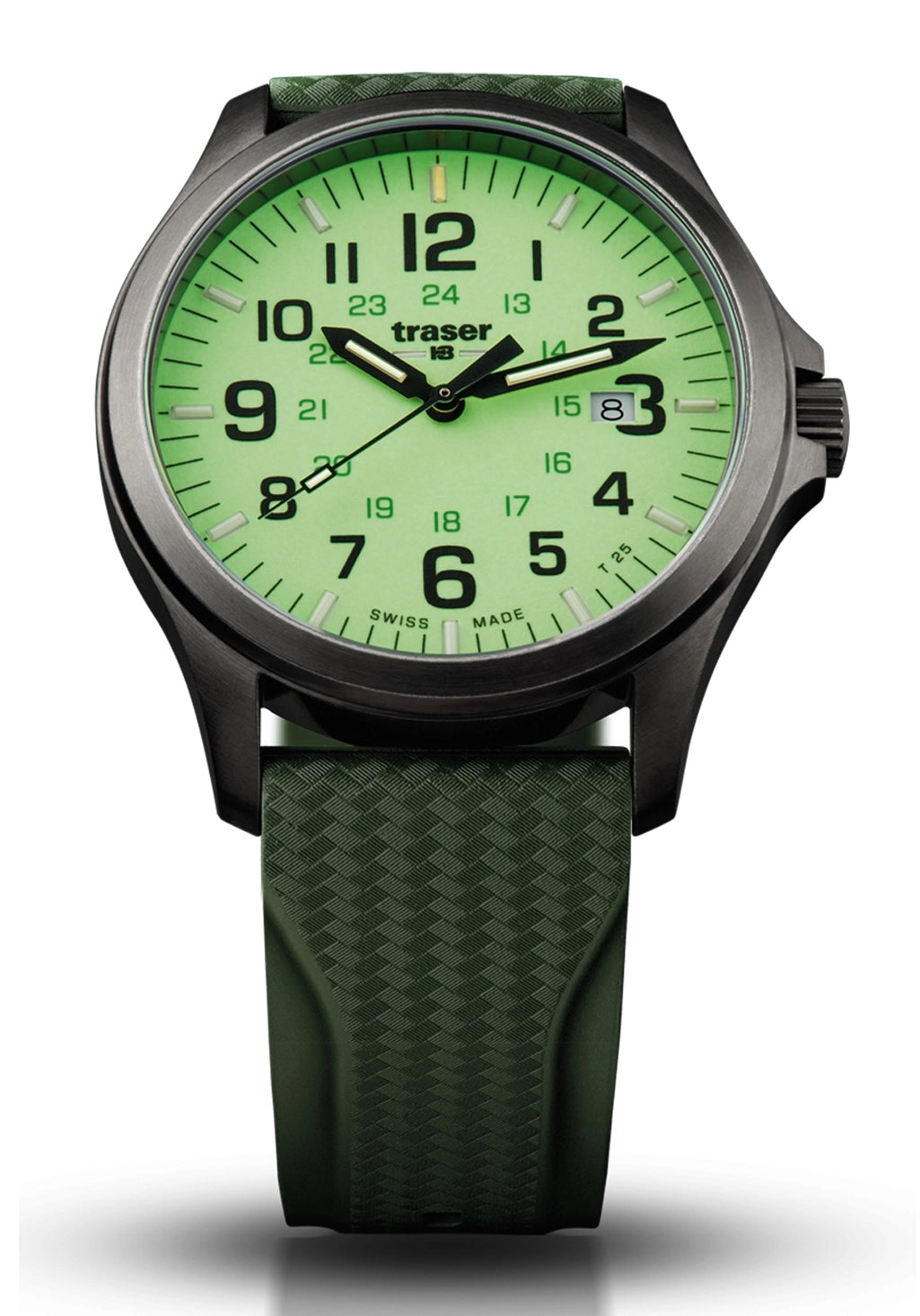 Traser Officer Pro Herrenuhr mit grünem Zifferblatt und dunklem Armband