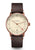 Sternglas Armbanduhr mit roségoldener Lünette, cremefarbenem Zifferblatt und braunem Lederband