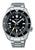 Seiko Prospex Herrenuhr mit schwarzem Zifferblatt, Keramik-Lünette und Edelstahlarmband, GMT