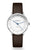 Sternglas Naos XS Damenarmbanduhr mit braunem Lederband, weißem Zifferblatt und blauen Zeigern