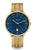 Sternglas Herrenuhr mit blauem Zifferblatt, goldfarbenem Metallarmband und Datumsfenster