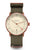 Sternglas Naos Automatik-Armbanduhr mit grünem Textilband, bronzefarbenem Gehäuse, weißem Zifferblatt