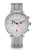 Sternglas Herrenuhr mit silbernem Metallarmband, Chronographen-Subdials und roter Sekunde