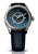 Traser Aurora GMT Herrenarmbanduhr mit dunkelblauem Lederarmband, schwarzem Zifferblatt