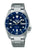 Herrenarmbanduhr mit blauem Zifferblatt, Datumsanzeige „MON“ und Stahmband