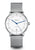 Sternglas Naos Automatik-Uhr: silbernes Meshband, weißes Zifferblatt, blaue Zeiger