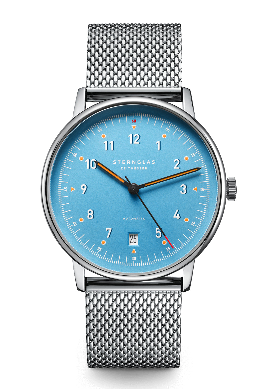 Herrenarmbanduhr mit blauem Zifferblatt und Edelstahl-Meshband