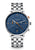 Herrenarmbanduhr mit dunkelblauem Chronographen-Zifferblatt und Edelstahlarmband