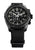 Outdoor-Chronographen-Uhr mit schwarzem Gehäuse, Zifferblatt und schwarzem Textilband