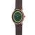 Herrenarmbanduhr Sternglas mit grünem Zifferblatt, Bronzegehäuse und braunem Lederarmband