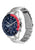 Tommy Hilfiger Herrenarmbanduhr, Seitenansicht mit Edelstahlband und blauem Zifferblatt