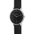 Herren-Armbanduhr mit schwarzem Lederband, schwarzem Zifferblatt und Datumsanzeige