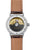 Herren-Automatikuhr Rückseite mit sichtbarem Werk und braunem Lederarmband