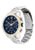 Tommy Hilfiger Quarzuhr mit blauem Zifferblatt und Edelstahlarmband, sichtbare Krone