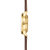 Armbanduhr-Seitenansicht mit rundem Goldgehäuse und braunem Lederarmband