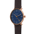 Sternglas Herrenuhr Hamburg Automatik seitlich: Bronzegehäuse, blaues Zifferblatt, Lederband