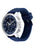 Herrenarmbanduhr, blaues Zifferblatt, silbernes Gehäuse, rundes Chrono-Layout, blaues Band