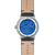 Sternglas Naos Edition Bauhaus X Armbanduhr: Rückseite mit blauem Uhrwerk und beigem Lederband
