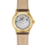 Armbanduhr mit Sichtboden: mechanisches Automatikwerk in Goldgehäuse, braunes Lederband