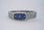 Damenuhr mit silbernem Metallarmband und blauem Zifferblatt, römische Zahlen