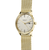 Sternglas Armbanduhr mit goldfarbenem Meshband, rundem Gehäuse und Datum Mon 25