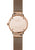 Damenuhr Rückseite mit roségoldenem Gehäuse und Mesh-Armbandkette, runde Abdeckung