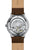 Herrenarmbanduhr mit sichtbarem Automatikwerk und braunem Lederband, silbernes Gehäuse
