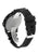 Herrenarmbanduhr Rückansicht mit schwarzem Kautschukarmband und strukturiertem Gehäuseboden.
