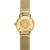 Goldene Damenarmbanduhr mit Rückseiten-Gravur „Edition Elyra“ und Mesh-Armband