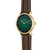 Sternglas Naos Armbanduhr mit rundem Gehäuse, dunkelgrünem Zifferblatt und Lederband