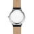 Herren-Armbanduhr Rückansicht mit silbernem Gehäuse und beigem Lederband