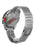 Herren-Armbanduhr Rückseite mit silbernem Metallgeflechtband und roter Beschriftung