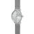 Runde Damenarmbanduhr mit silbernem Mesh-Band, weißem Zifferblatt und Krone