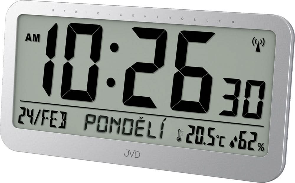 Réveil radio-piloté numérique moderne JVD 20,2 cm Plastique • Radio-piloté • Affichage de la température