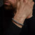 Bracelet avec pierres larvikite grises et fermoir en acier inoxydable