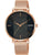 LORUS Damen-Armbanduhr mit roségoldenem Mesh-Armband und schwarzem Zifferblatt