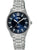 Lorus Damenarmbanduhr mit silbernem Metallband und blauem Zifferblatt, runden Indexen