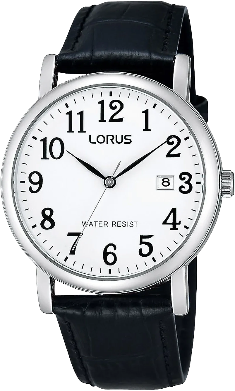 Bracelet de montre pour homme avec cadran blanc, bracelet en cuir noir, affichage de la date