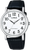 Bracelet de montre pour homme avec cadran blanc, bracelet en cuir noir, affichage de la date
