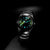 Montre homme avec cadran vert et index luminescents, bracelet en métal