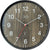 Horloge murale ronde avec grain de bois, cadre noir, grands chiffres et trotteuse rouge JVD