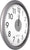 Horloge murale avec cadre ovale en plastique gris, cadran blanc et aiguilles noires