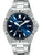 Herren-Armbanduhr mit blauem Zifferblatt, silbernem Metallarmband und Minutenring