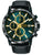 Lorus Herren-Chronograph: schwarzes Lederband, grünes Zifferblatt, Mineralglas