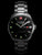 Herrenarmbanduhr Swiss Military Hanowa mit schwarzem Zifferblatt, grünen Markierungen und Datum „MON 28“.