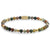 Bracelet avec perles rondes de pierres précieuses multicolores et entretoises dorées