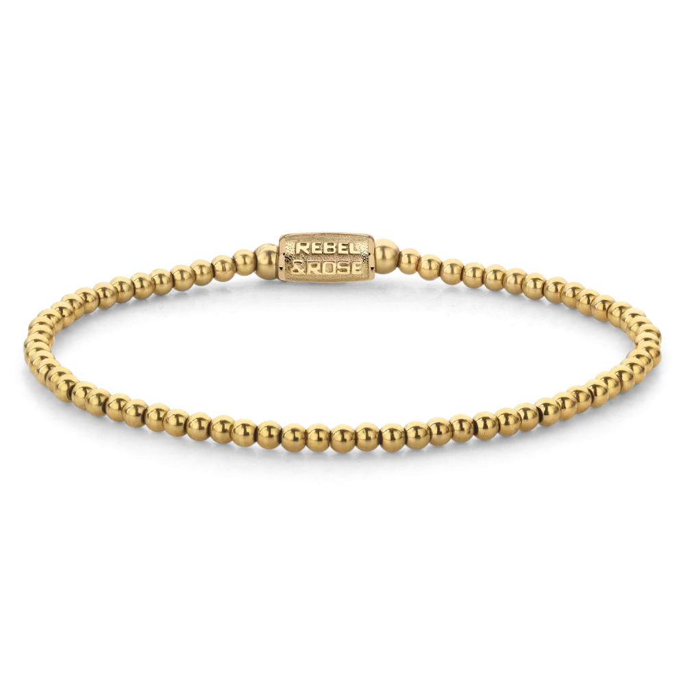 Bracelet perlé plaqué or avec aspect pierre précieuse et fermoir en acier inoxydable, Rebel&Rose