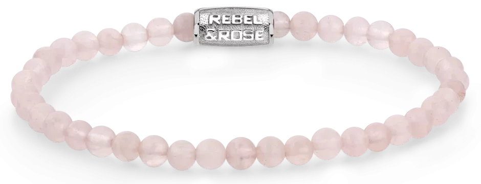 Bracelet rose en quartz rose avec fermoir en acier inoxydable - Rebel&Rose Modèle : RR-40017-S-S
